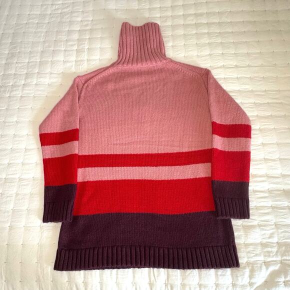 Ann Taylor Color Block Tunic Turtleneck Sweater Women's S | Pink Stripe | EUC - Picture 3 of 10